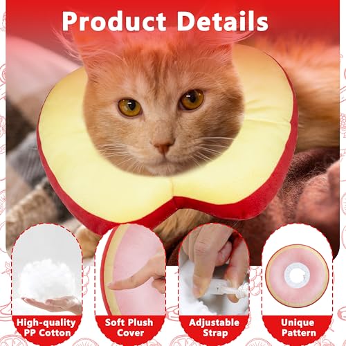 Cat Cone Collar Soft, Adjustable Cat Recovery Cone (Apple, L) | Stop Licking, Cute Kitten Donut Collar After Surgery, Elizabethan Collars for Kittens, Lightweight Cats Neck Cones - color: Apple, size: Large