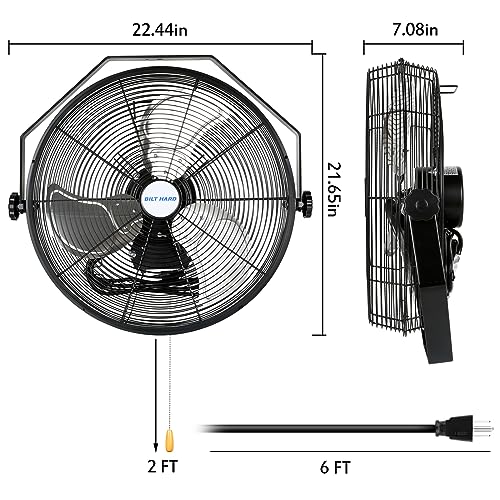 BILT HARD 4300 CFM 18 in. Industrial Wall Mount Fan, 3-Speeds High Velocity Wall Fan with Sealed Motor, Heavy Duty Metal Barn Fans for Garage, Commercial, Greenhouse, Warehouse, Shop Use - size: 18 inch