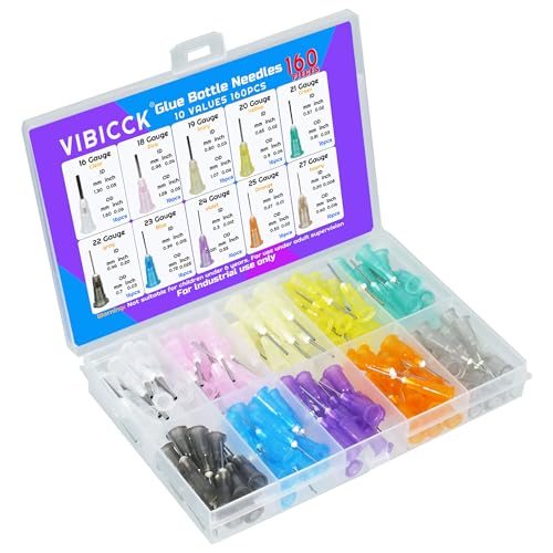 10sizes, 160 blunt tip glue dispensing nozzles Blunt-nosed needle glue applicator, used for applying industrial liquids, adhesives, inks, perfumes, lip glosses.0.5 inches, - size: 0.5 in-10 values 160pcs