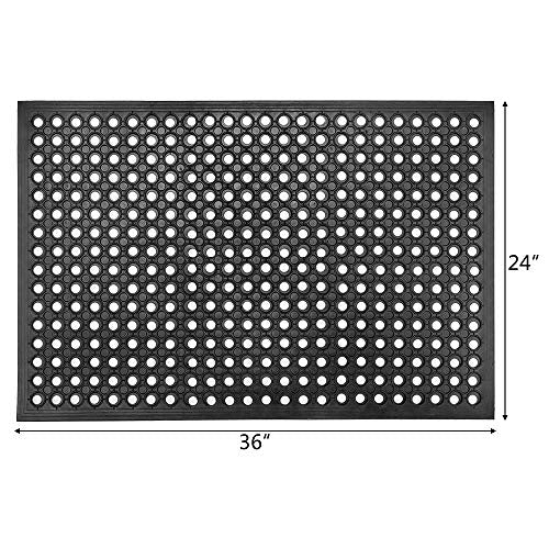 ROVSUN Rubber Floor Mat with Holes, 24''x 36'' Anti-Fatigue/Non-Slip Drainage Mat, for Industrial Kitchen Restaurant Bar Bathroom, Indoor/Outdoor Cushion (2 Packs) - size: 24x36 in.