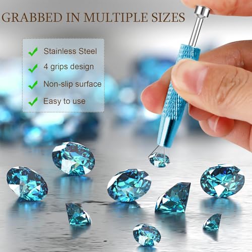 2Pcs Piercing Ball Grabber Tool for Changing Jewelry, Stianless Steel Flat Back Earring Applicator Internally Threaded Push Pin Piercing Grabber Tool - color: Blue