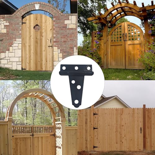 6PCS 2" Heavy Duty T-Strap Hinges, Black Rustic Iron Hinge, Rustproof Gate Tee Hinges for Outdoor Sheds, Barn Doors & Wood Fences-Thickness 1mm - size: 2 Inch