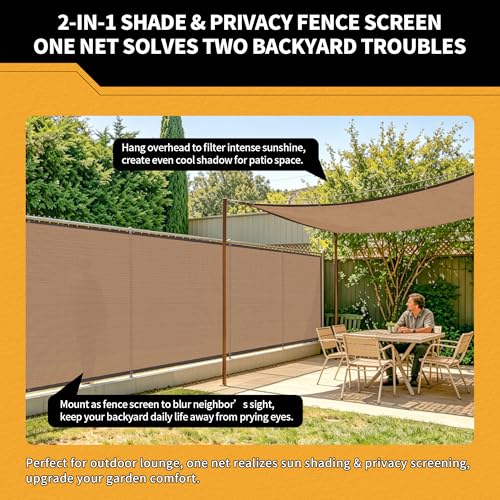 90% Sun Shade Cloth for Garden 8x8Ft UV Resistant Mesh Tarp,Mocha - color: Mocha, size: 8' x 8'-Finished Size
