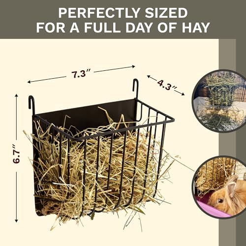 Hay Feeder for Rabbit, Guinea Pig, Bunny, Chinchilla, Heavy Duty Metal Rack Hay Holder - 7.3x4.3x6.7 inch