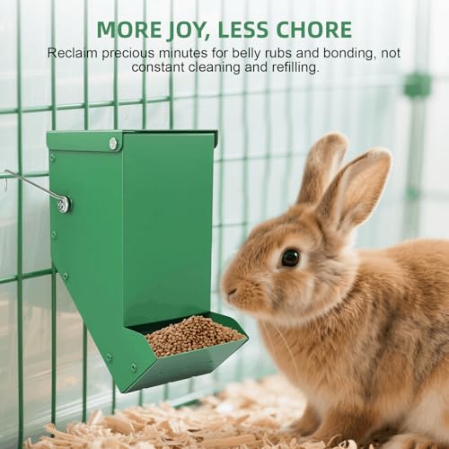 2 Packs Hay Feeder Rabbit, Metal Small Animal Feeder with Lid & Mesh Bottom, 3.1 Inch 1 LBS Capacity, Gravity Food Dispenser for Guinea Pigs Chinchillas, Cage or Outdoor Use, Green - size: 3.1 Inch (2Pcs)
