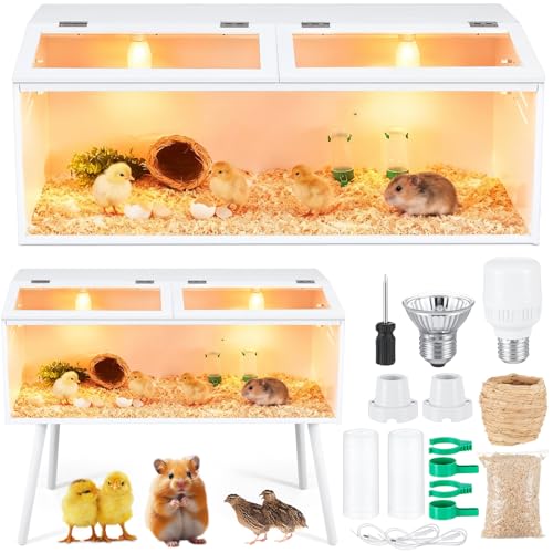 CroBlissful 40 x 16 x 16 in Brooder Box for Chicken Quails Stand Sliding Door, Bulb Set and Feeder, Indoor Chicks Coop Brooder Box Kit, for Ducks, Hamsters, Lizards, Mice, Rat (Table Legs, White) - color: White, size: 40 x 16 x 16 in, style: Table Legs