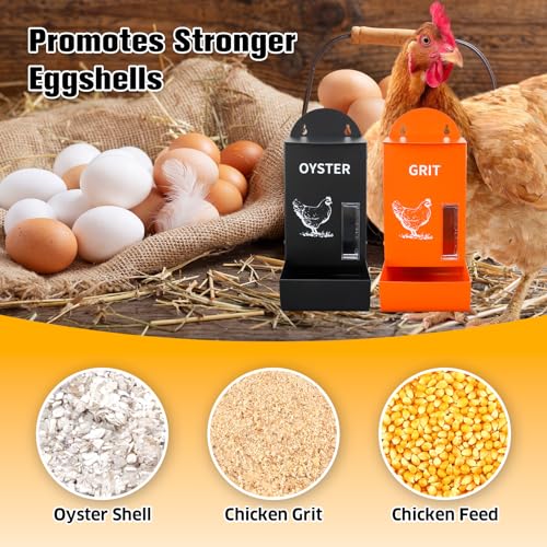 Chicken Grit Oyster Shell Feeder Poultry Hanging Gravity 2 Pack - color: Red&Green