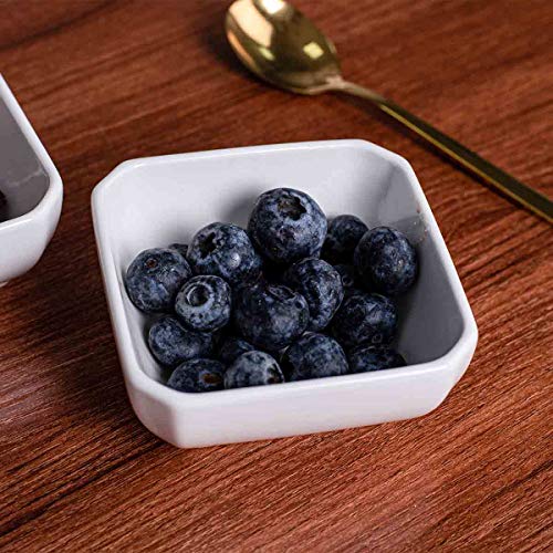 DELLING 6 Oz Porcelain Ramekins Set of 6, Square Souffle Dishes Oven Safe - White Ceramic Creme Brulee Ramekins for Baking, Dishwasher Microwave Freezer Safe Dessert Cups for Pudding Custard - color: White, size: 6oz