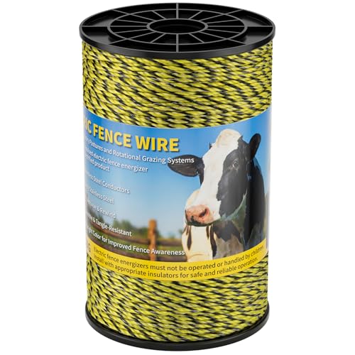 Electric Fence Wire 1312Ft 400M- 6 Stainless Steel Strands Polywire for Reliable Conductivity - Electric Fence Poly Wire for Portable Livestock Fencing - size: 1312 Feet/400 Meters