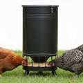 Solution4Patio 65 LB Large Chicken Feeder No-Waste, Portable Gravity Chicken Feeder Automatic, Dispenser, 16 Feeding Ports Poultry Feeder, Hen Coop (Black)