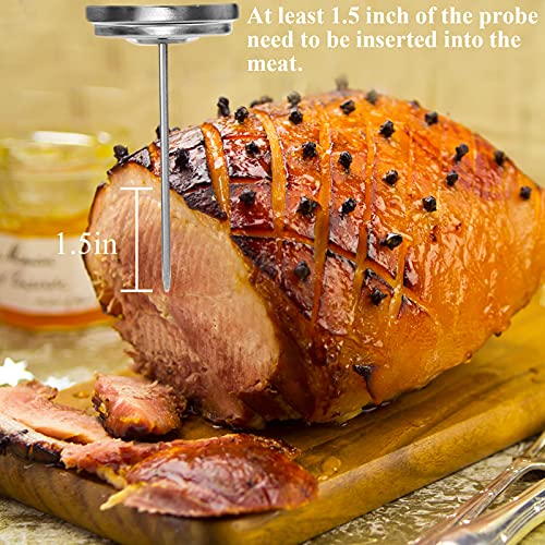 2 Pieces Meat Thermometer for Roaster Oven, Food Thermometer for House Cooking,Large 2.12-Inch Easy-Read Face, Oven Safe Leave in,Stainless Steel Stem Silver