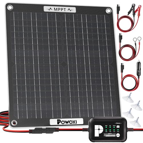POWOXI MPPT 30W 12V Solar Car Battery Trickle Charger & Maintainer ETFE | Waterproof Flexible Solar Panel Kit | Prevents Overcharging with Smart Controller | Fits 12V Batteries for Boats, RVs & More - size: 30W-MPPT Pro