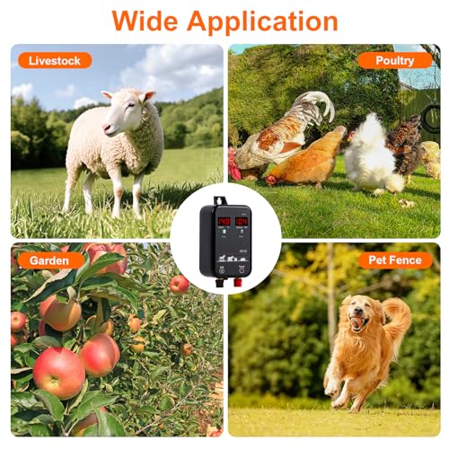 5 miles Electric Fence Charger,10kV 1J DC AC Electric Fence Energizer with LED Indicator,Powerful Plug-in Portable Electric Fence Kit for Livestock,Prevent Wild Animals Intrusion for Livestock Poultry