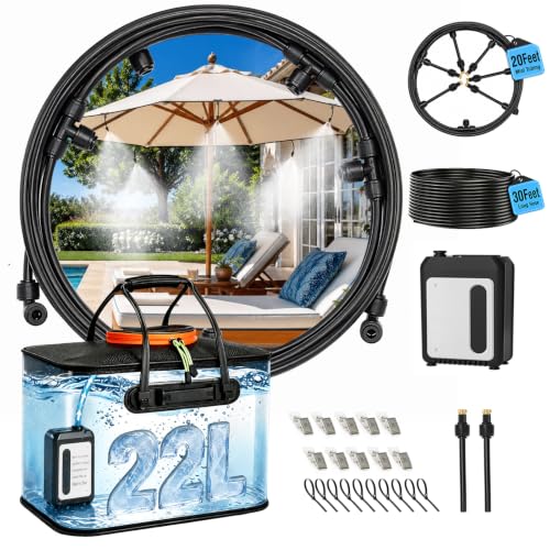 Bluepro 50FT Portable Misting System,Outdoor Water Cooling Mister with Pump