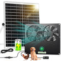 Metal Solar Dual Fan with Battery Day & Night Work Fans, 25W Solar Powered Fan for Chicken Coop with 18000mAh Battery, Outdoor Waterproof Greenhouse Solar Exhaust Fan for Shed, Pet Houses, Ventilation