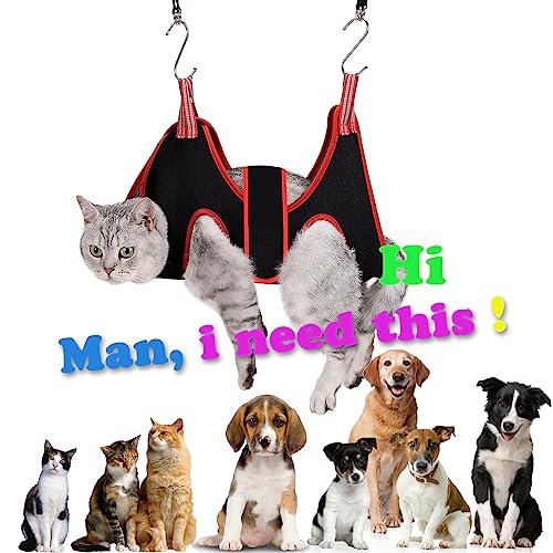 Dog Grooming Hammock Harness Breathable Pet Cat Hammock 6.5" | Restraint Bag,Dog Grooming Sling Helper for Trimming Nail and Ear/Eye Care XS Size - color: Black, size: XS-Cats & XS Dogs/Under 25lb