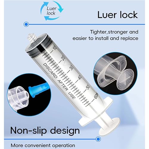 4 Pack 60 ml Syringe for Liquid Without Needle,Luer Lock Syringes with Cap, Individually Wrapped,Measurement for Scientific Labs,Measuring Liquids,Pet Feeding,Oil or Glue Applicator (B 4 Pack 60ml) Luer Lock - size: B 4 Pack 60ml