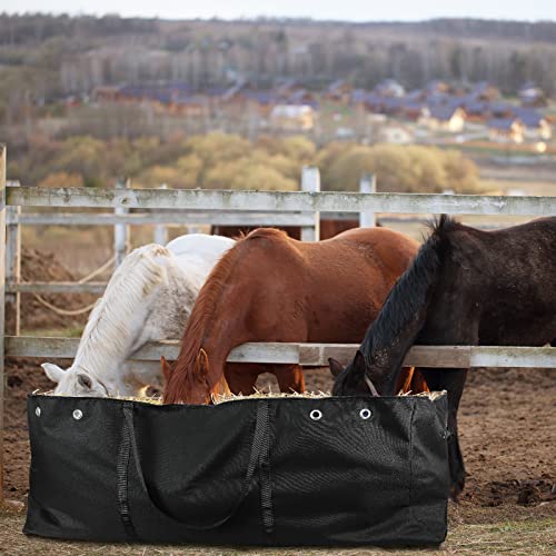Tudomro Hay Bale Storage Bag-600d 44.4" x 22.8" x 18.7'' Extra Large Horse Hay Bag Black Heavy Duty for Horse Goats Storage Container Feeding Supplies for Feed Trailer