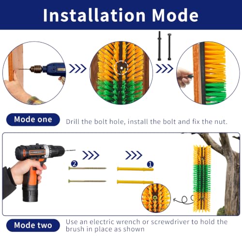Livestock Scratch Brush Animal Back Scratching Brush for Cow | Livestock Grooming Brush Farm Animal Scratcher Livestock Itch Reliever Farm Mount‑able Brush Animal Self‑Groomer - color: Yellow-Green, size: 2pcs