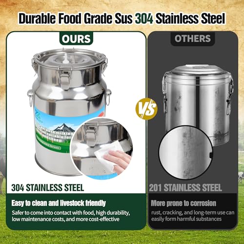2-in-1 Upgrade 2.6Gal/10L Portable Electric Milker, Milking Machine for Cows and Goats with Food-Grade Stainless Steel Bucket, 4 Teat Cups and Pulsation Vacuum System for Farm,Ranch and Home Dairy Use - size: 10L Two-in-One Milking Machine