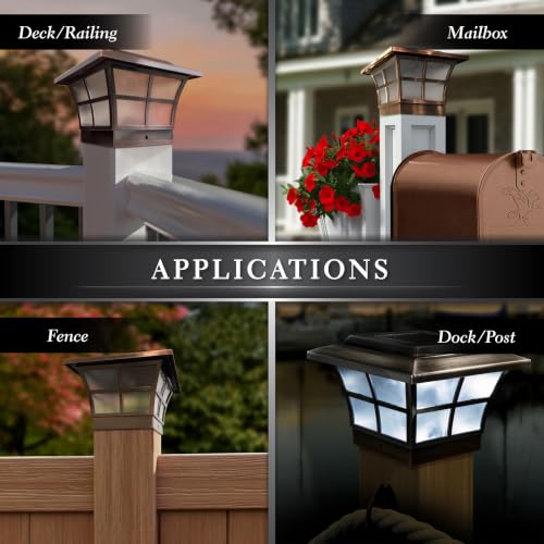 Classy Caps 4x4 Prestige Solar Post Cap - Fits 3.5"x3.5" and 4"x4" Deck & Fence Posts - Electroplated Copper - Warm/Cool Light Color Modes - SL079C - color: Copper