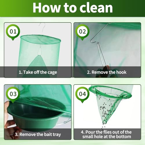 Ranch Fly Traps 6 Pack Reusable Fly Traps Outdoor Hanging with Tray for Barns, Farms, Patios, Backyards and Outdoor Areas