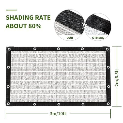 80% Silver Shade Cloth for Garden,Pergola,Greenhouse,Chicken Coop,Kennels,Shade Cloth with Grommets,Simple Hanging Covers - size: 6.5ft×10ft