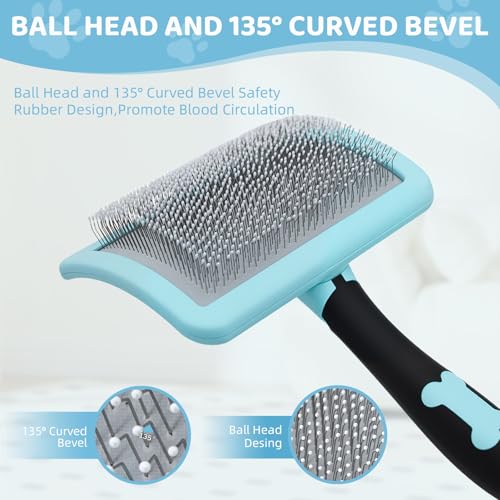 KEUYE Great Pyrenees Brush for De-Shedding and Fluffing Grooming | Dog Brush for Great Pyrenees with Extra Long Pins to Effectively Remove Tangles, Knots and Mats
