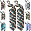 Majestic Ally Polypropylene Lead Rope with Removable Nickel Bolt Snap, 5/8 x 10 ft, for Horses and Livestock, 2 Pack (Teal-Tan-Brown) - color: Teal-Tan-Brown