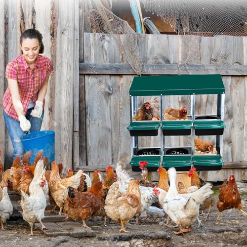 Chicken Nesting Boxes,6 Compartment Nesting Boxes for Laying Eggs,Wall Mount Poultry Roll Away Chicken Laying Boxes,Easy Egg Collection,Cleanable Pull Out Hen Roosting Boxes