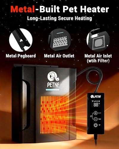 Dog House Heater – 45℉ to 113℉ Thermostat Controlled Pet House Heater with Wifi Remote App Control 300W Fast Heating Energy Saving Eco Mode Safe for Outside Dog House Winter Chicken Coop