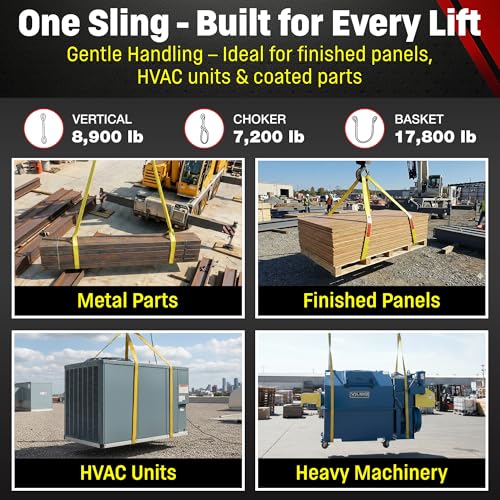 DD Sling 3 Inch x 8 Foot Nylon Lifting Sling – USA Made, 8,900 lb Vertical, 7,200 lb Choker, 17,800 lb Basket – 2-Ply Heavy Duty 900 Webbing, Type 4 Twisted Eye & Eye Rigging Sling - size: 3 in x 8 ft