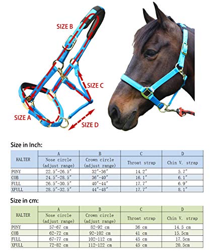 T TEKE Adjustable Horse Halters by Heavy Duty Soft Nylon, Padded with Anti-rubbing Waffle Neoprene on Both Crown & Nose - color: Purple, size: Full (L)