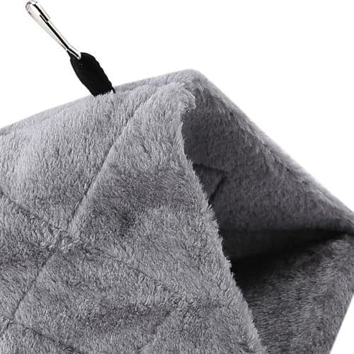 Bird Hut, 9.4x5.9x7.1in Warm Bird Nest House, Plush Hanging Birds Nest Warm, Gery Birds Hut for Cage with Hook Design for Parrots, Parakeets, Budgies Winter Bed Pet Toy