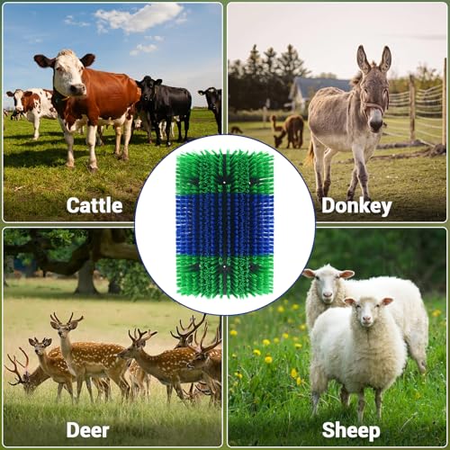 2PCS Livestock Scratching Brush,Extra Large Size Livestock Scratching Brush, Massage Grooming Kit for Cattle, Sheep, Pig, Animal Back Scratching & Itch Relief, Blue-Green - color: Blue-Green