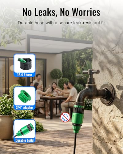 Magnetic Outdoor Misting Fan Kit for Patio, Backyard, Pool | Triple Nozzle Design, 16.4FT Misting Line, Outside Misting Cooling System (Fans Not Included)