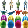 8 Pack Easter Jumbo Princess Deformation Prefilled Easter Eggs with Toys,Party Favors Gift for for Girls Toddlers Kids, Easter Basket Stuffers Fillers, Classroom Prize Supplies (Soldier+Dinosaur) - style: soldier+dinosaur