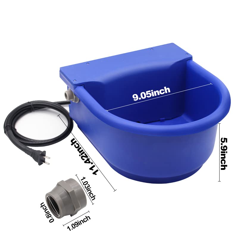 Automatic Heated Dog Water Bowl 1.3gal 100W Outdoor for Livestock | Us Plug Chew‑Proof Cord in Winter Outdoor Chicken Waterer With Thermostat & Float Valve for Pet Horses Sheep Poultry Cattle