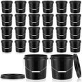 Tioncy 24 Pcs 2 Gallon Plastic Buckets with Lids and Handles,Black | Storage Pails for Paint, Cleaning, Organizing, Durable Containers, Metal Handles, Plastic Material - color: Black