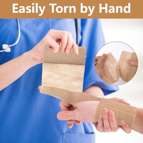 Self Adhesive Bandage Wrap 4 in, Elastic Vet Wrap, Athletic Sports Wraps | 6 Pcs 4 in × 5 yd, Stretch and Cohesive, Breathable and Soft, Tear Easily, Help Prevent Sprains, for Human Dog and Horse