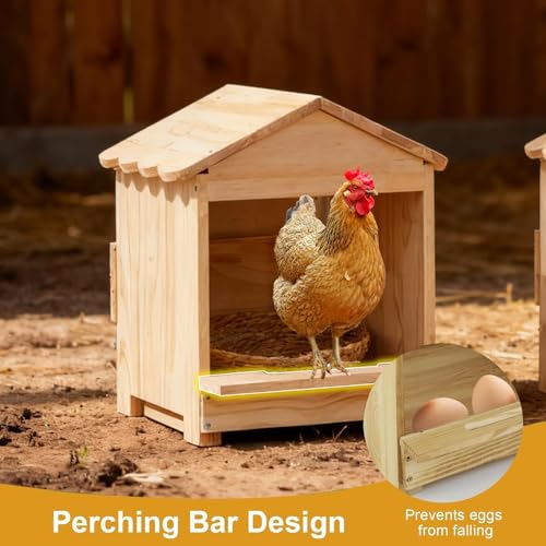 Wooden Chicken Nesting Box 3 Portable Chicken Coop with Detachable Ramp, Indoor/Outdoor Hen House for Egg Laying - Can be Wall-Mounted or Ground Use, Easy Clean Poultry Supplies for Backyard Farm - size: 3 Pack | 12.6"L x 11.8"W x 15.0"H