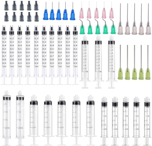 25 Pack 1ml, 3ml, 5ml, 10ml, 20ml Glue Dispenser with 14ga, 16ga, 18ga, 20ga, 22ga Dispensing Accessories and Caps, for Measuring and Refilling, Glue Applicator or Oil - size: 25 Count (Pack of 1)