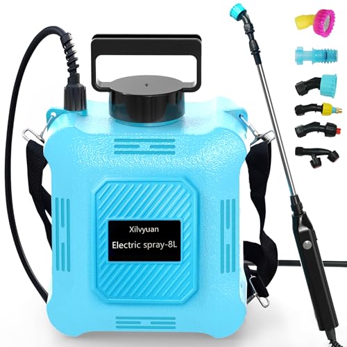 Battery Powered Sprayer 2 Gallon Garden Sprayer, Advance Electric Sprayer with 2 Adjustable Speed, 6 Mist Nozzles, USB Rechargeable with for Yard Lawn Garden (Sprayer-2 Gallon) - color: Sprayer-2 Gallon