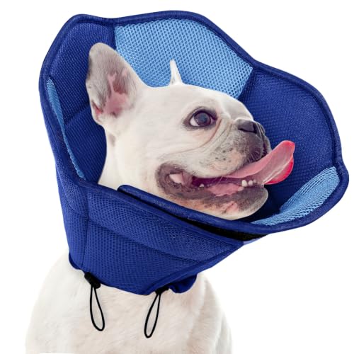 Dog Cone - Soft Cone for Dogs to Stop Licking, Pet E-Collar Alternative After Surgery, Adjustable Pet Recovery Collar for Wound Healing, Dark Blue Small - color: Dark Blue, size: Small