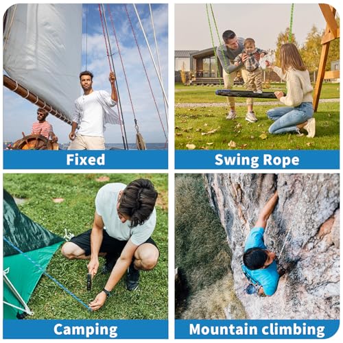 Double Braid Arborist Rope, 1/2 Inch x 200 ft, 9000 LBS Breaking Strength Heavy Duty Tree Climbing Rope, Outdoor Swing Rope for Trees, Climbing, Sailing & General Use - size: 1/2inch*200ft, style: Blue