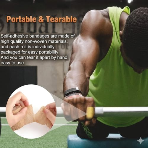 12 Pack Self Adhesive Bandage Wrap,Vet Wraps,2" X 5 Yards Elastic Cohesive Bandage Wraps,Yellow White - color: Yellow White, size: 2IN - 12Pack