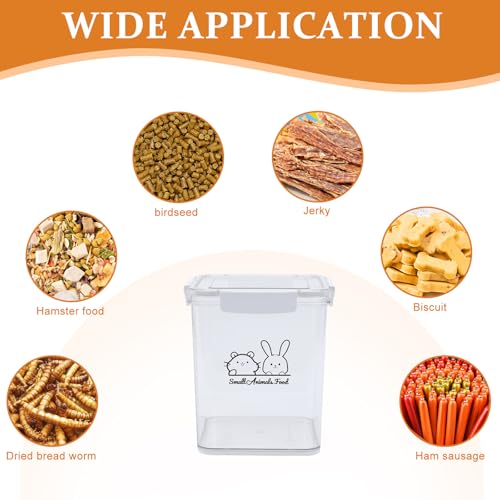 Small Animal Food Storage Box,Airtight Pet Food Storage Containers with Scoop,4.23 Qt Guinea Pig Food Container Storage Keep Fresh,Animal Food Containers for Hamster/Rabbit Dry Food Containers(Clear)