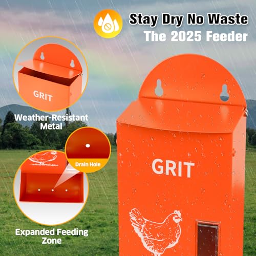 Chicken Grit Oyster Shell Feeder Poultry Hanging Gravity 2 Pack - color: Red&Green