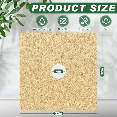Shower Mat Non Slip,32 x 32 Inch Extra Large Square Shower Mat with Drain Hole in Middle,Soft Loofah Bath Mat Shower Stall Bathtub Mat for Inside Shower Bathroom,Without Suction Cups (Beige Yellow) - color: Beige Yellow
