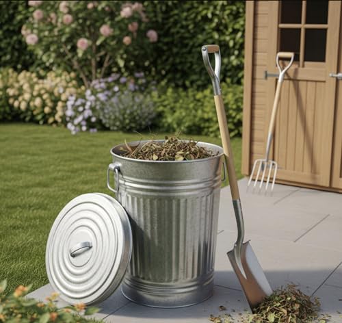 Large Metal Trash Can with Lid 31 Gallon, Heavy Duty Galvanized Outdoor Bucket for Garage, Workshop, Ash Storage, Decorative Silver Farmhouse Trash Bin with Lid